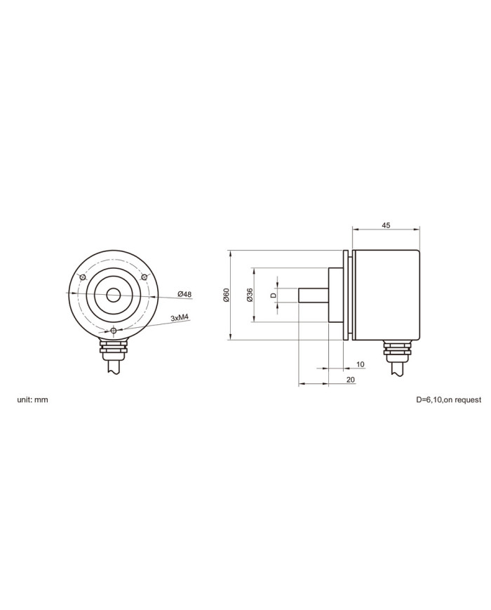 EAXS58-Modbus Analog Solid Shaft Absolute Encoder