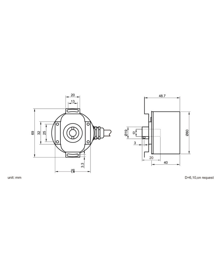 EAXB58-Modbus Analog Blind Shaft Absolute Encoder