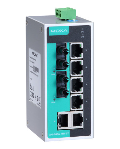 EDS-208A-MM-ST Industrial Unmanaged Ethernet Switch