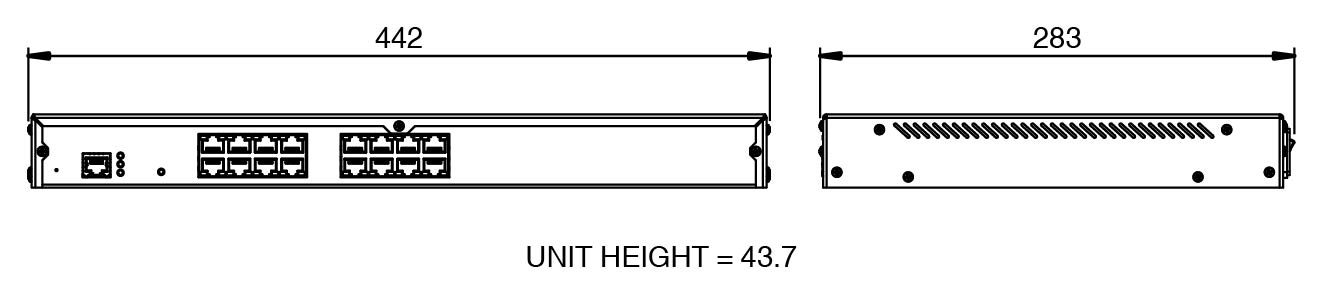 ICDM-RX/TCP-16RJ45/RJ45-RM device dimensions